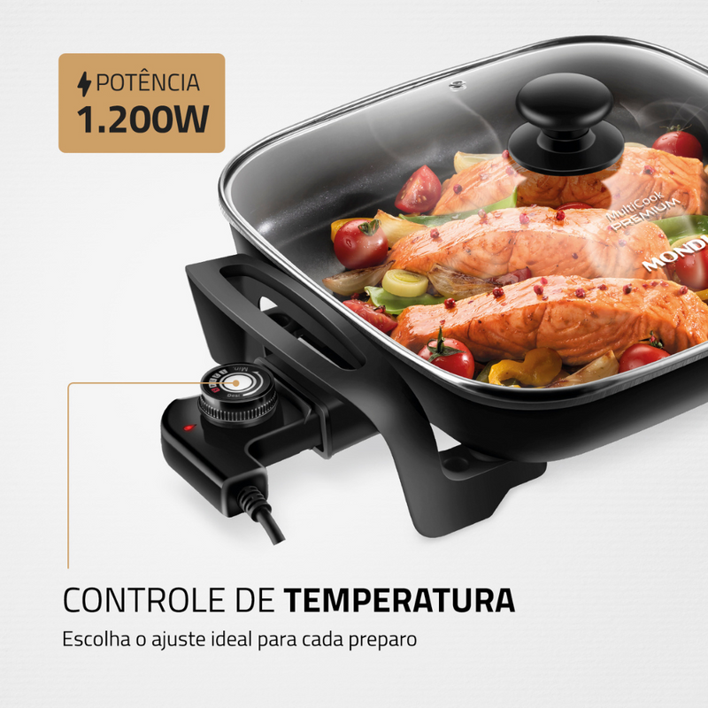 Panela Elétrica Grill Pe-49 Mondial 1200w 4 Litros Multicook